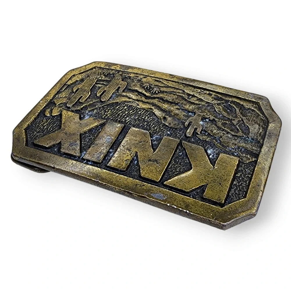 Vintage Brass Belt Buckle Country Music KNIX Radio Phoenix Fits 1.75 Inch Belt
